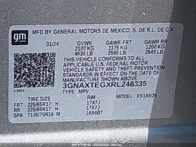 3GNAXTEGXRL248335 Chevrolet Equinox Awd 2fl