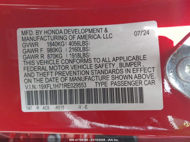 19XFL1H71RE029553 Honda Civic Ex-l