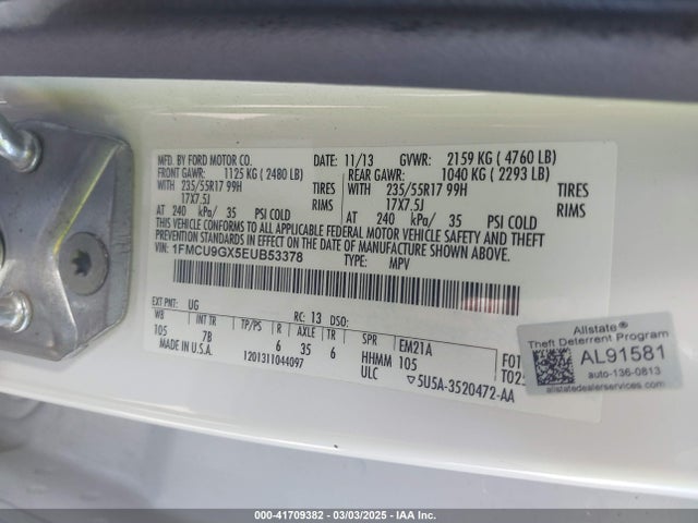 1FMCU9GX5EUB53378 Ford 2014