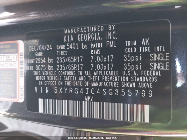 5XYRG4JC4SG355799 KIA SORENTO LX