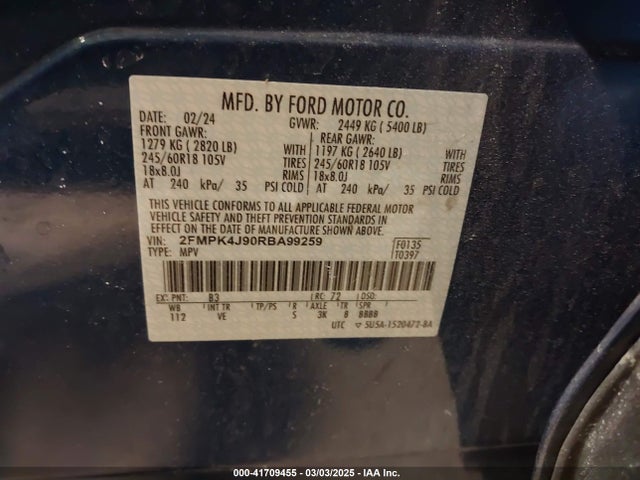 Ford EDGE SEL 2024 2FMPK4J90RBA99259 Image 9