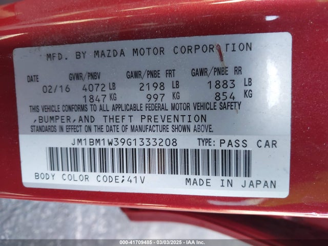 JM1BM1W39G1333208 Mazda Mazda3 S Touring