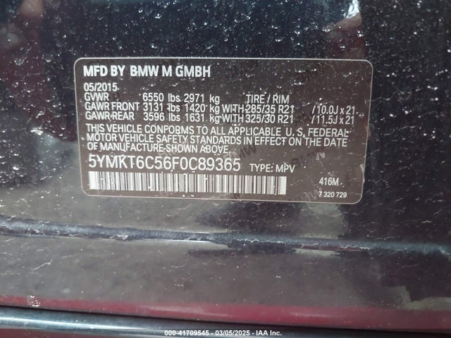 5YMKT6C56F0C89365 BMW X5 M