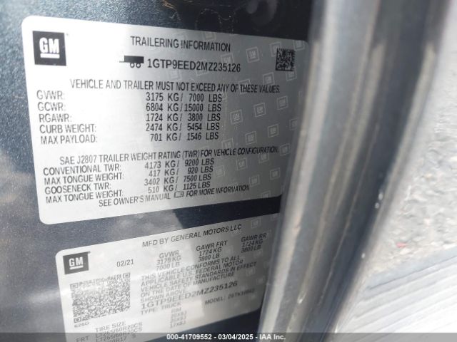 1GTP9EED2MZ235126 GMC Sierra 1500 4wd  Short Box At4
