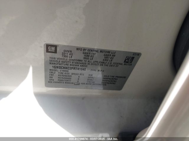 1GNSCKKC2FR741040 Chevrolet Suburban 1500 Ltz