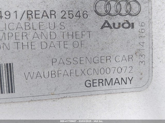 2012 AUDI A4 WAUBFAFLXCN007072 Photo 8