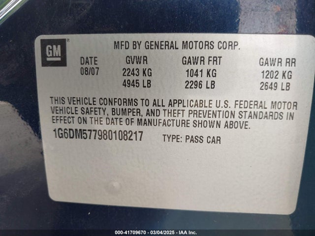 2008 CADILLAC CTS 1G6DM577980108217 Photo 8
