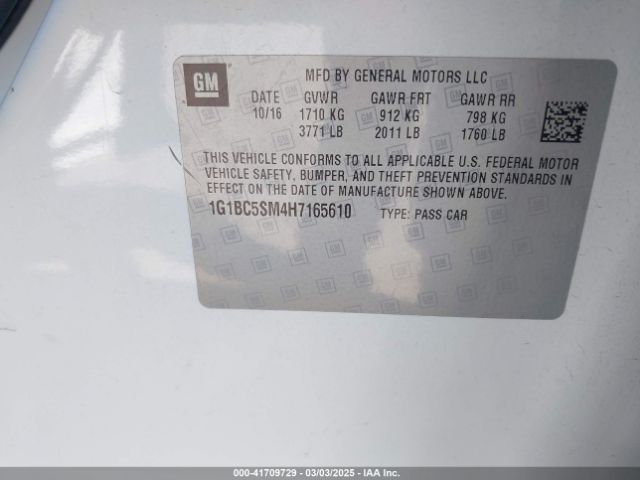 1G1BC5SM4H7165610 Chevrolet Cruze Ls Auto