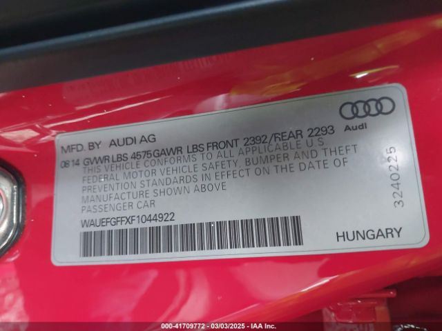 WAUEFGFFXF1044922 Audi A3 2.0t Premium