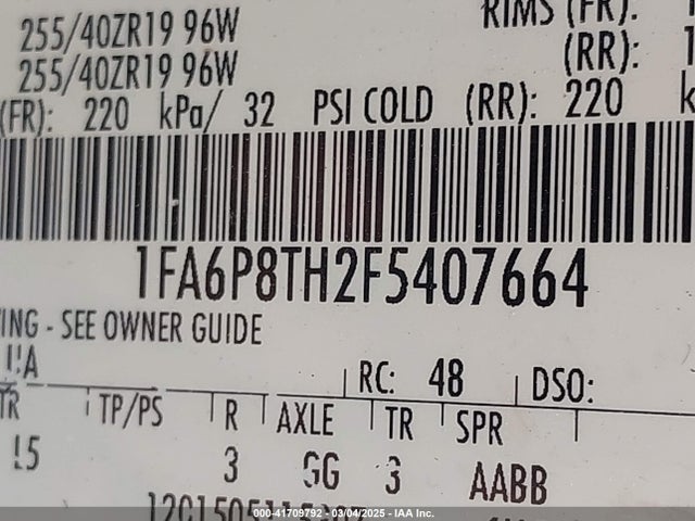 1FA6P8TH2F5407664 Ford Mustang Ecoboost