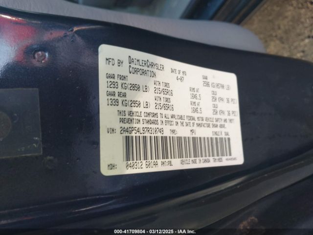 2007 CHRYSLER TOWN & COUNTRY 2A4GP54L97R310749 Photo 8