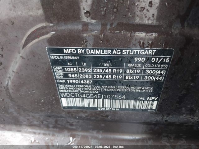 WDCTG4GB4FJ107864 Mercedes-Benz Gla 250 4matic