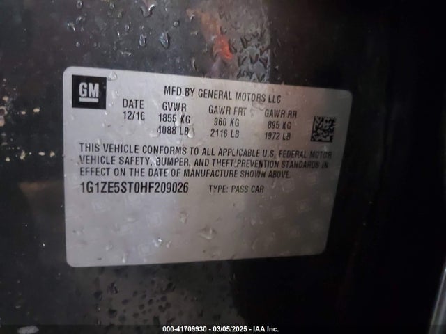 1G1ZE5ST0HF209026 Chevrolet MALIBU 1LT