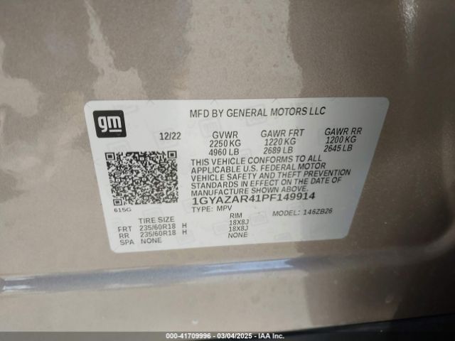 1GYAZAR41PF149914 Cadillac Xt4 Fwd Luxury