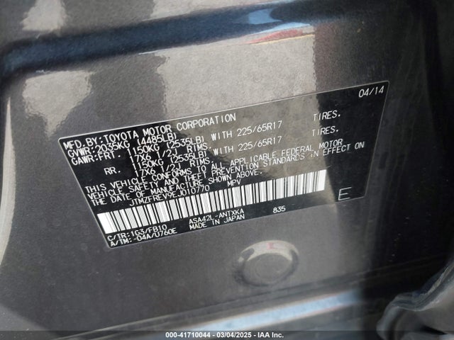 Toyota RAV4 LE 2014 JTMZFREV9EJ010770 Image 9