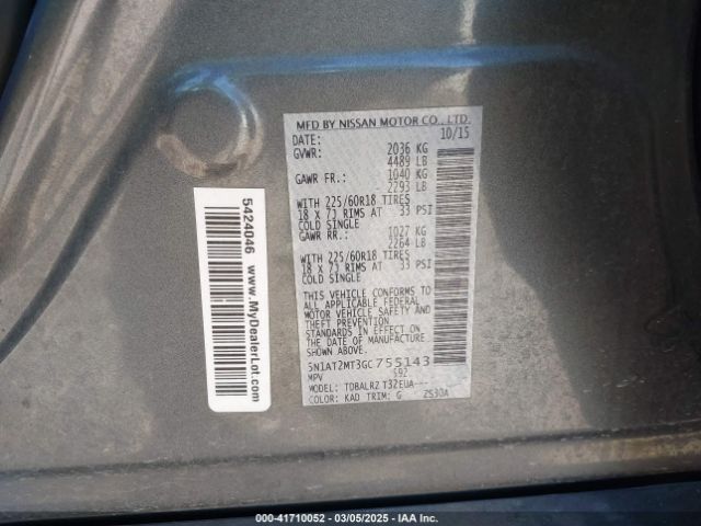 5N1AT2MT3GC755143 Nissan Rogue Sl