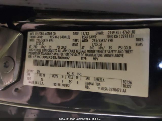 1FMCU9GX6EUB69007 Ford ESCAPE SE