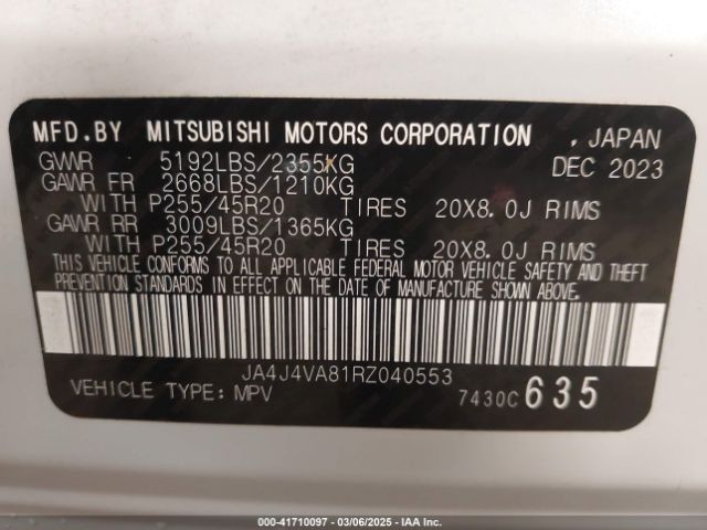 JA4J4VA81RZ040553 Mitsubishi Outlander Se 2.5 S-awc