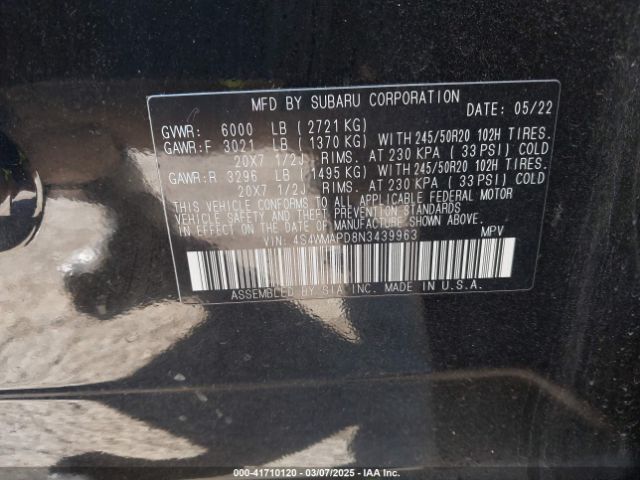 4S4WMAPD8N3439963 Subaru Ascent Limited