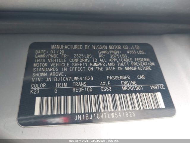 JN1BJ1CV7LW541828 Nissan Rogue Sport S Fwd Xtronic Cvt