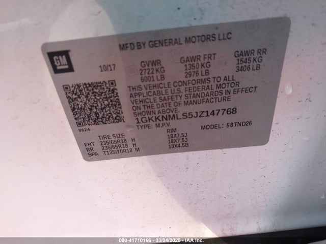 1GKKNMLS5JZ147768 GMC Acadia Slt-1