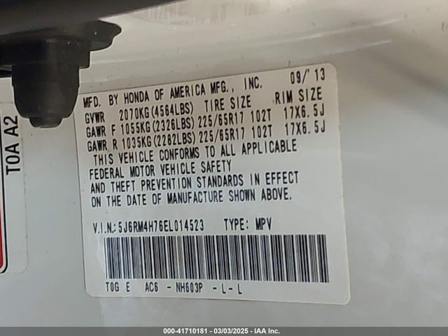 Honda Cr-v Ex-l 2014 5J6RM4H76EL014523 Image 9