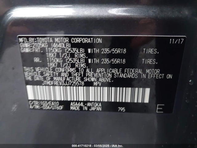 JTMDFREV3JJ725578 Toyota Rav4 Limited