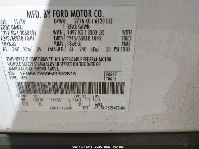 1FM5K7B89HGB32815 Ford Explorer