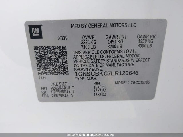 Chevrolet Tahoe 2wd Lt 2020 1GNSCBKC7LR120646 Image 9