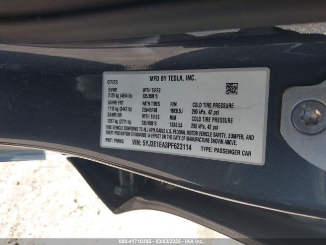 5YJ3E1EA3PF623114 Tesla Model 3 Rear-wheel Drive