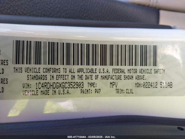 1C4RDHDGXGC352903 Dodge DURANGO LIMITED
