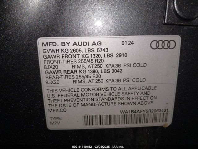 WA1B4AFY5R2063431 Audi Sq5 Premium Plus Tfsi Quattro Tiptronic