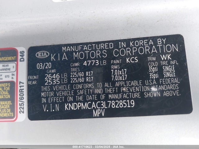 KNDPMCAC3L7828519 KIA Sportage Lx