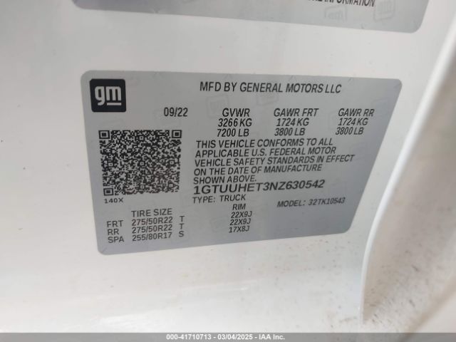 1GTUUHET3NZ630542 GMC Sierra 1500 4wd  Short Box Denali Ultimate