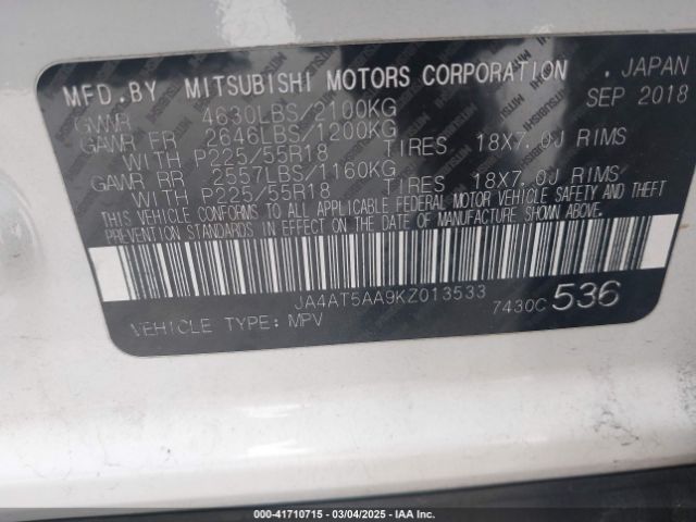 2019 MITSUBISHI ECLIPSE CROSS JA4AT5AA9KZ013533 Photo 8