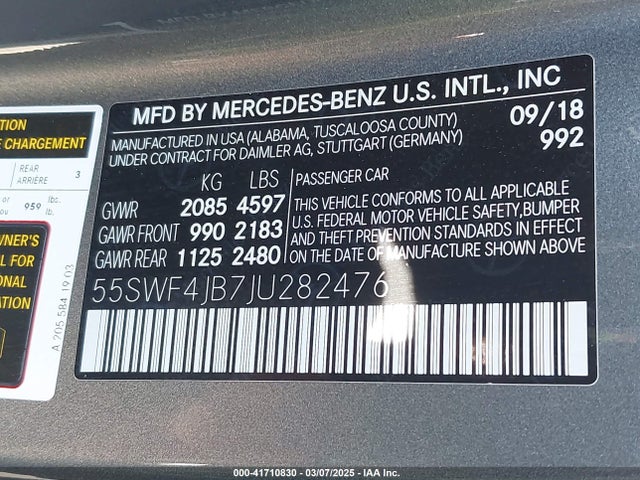 55SWF4JB7JU282476 Mercedes-Benz m274
