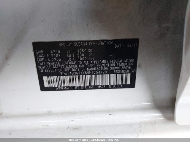 4S3GTAK60H3754720 Subaru Impreza 2.0i Sport