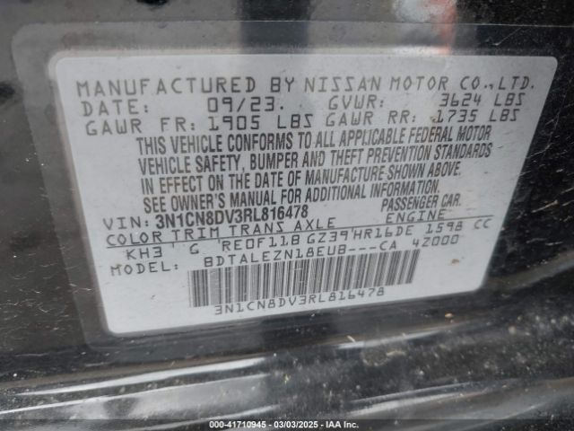 3N1CN8DV3RL816478 Nissan Versa 1.6 S