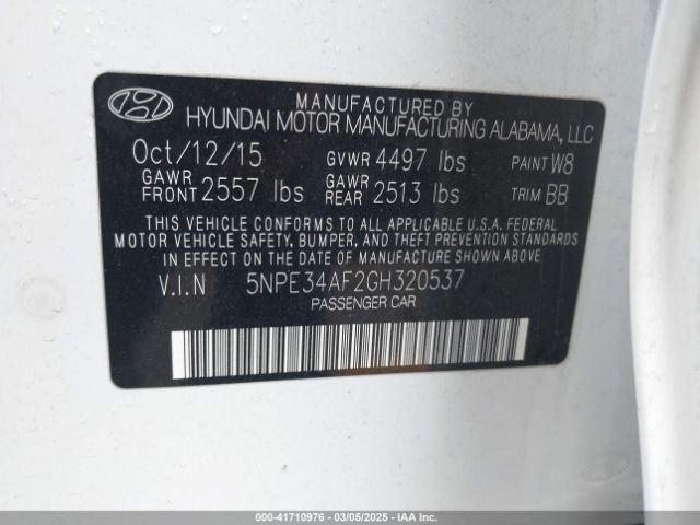 5NPE34AF2GH320537 Hyundai Sonata Sport
