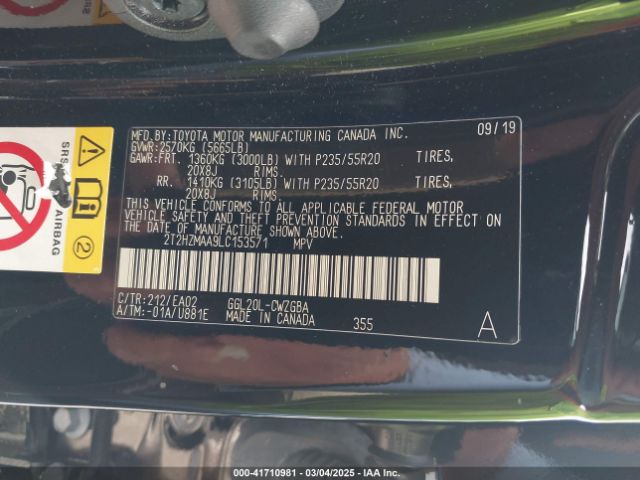 2T2HZMAA9LC153571 Lexus RX 350