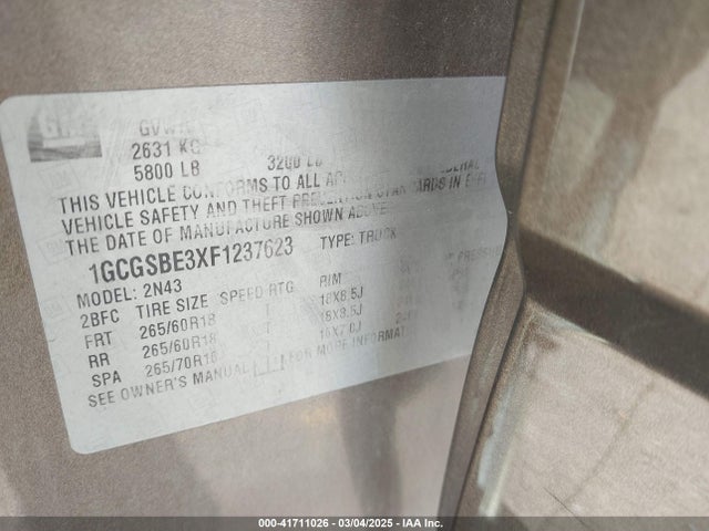 1GCGSBE3XF1237623 Chevrolet Colorado Lt