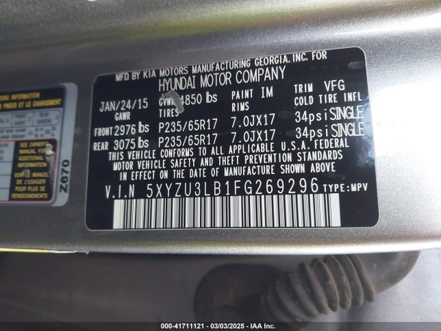 5XYZU3LB1FG269296 Hyundai Santa Fe Sport 2.4l