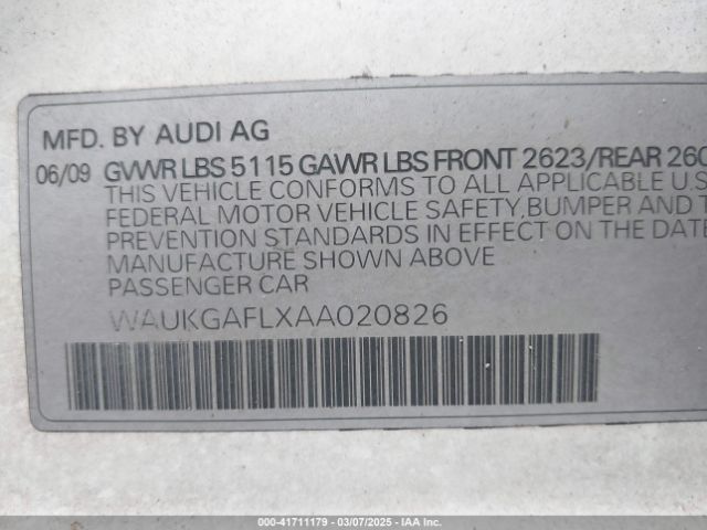 2010 AUDI S4 WAUKGAFLXAA020826 Photo 8