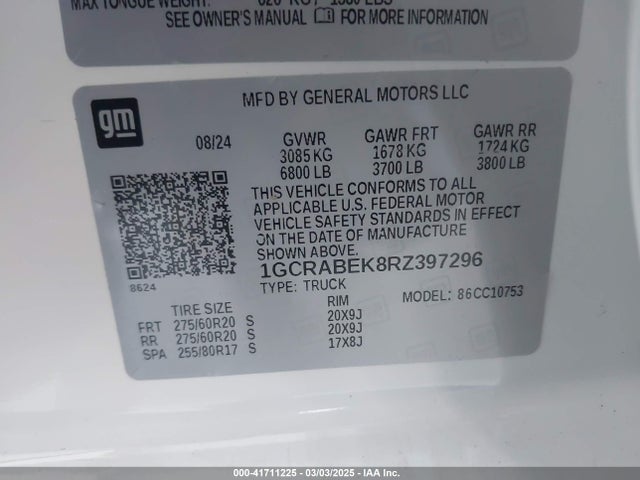 1GCRABEK8RZ397296 Chevrolet Silverado 1500 2wd Double Cab Standard Bed Custom