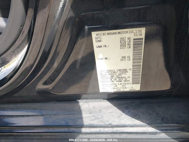 1N4AL3AP7GC187695 Nissan Altima 2.5 Sr