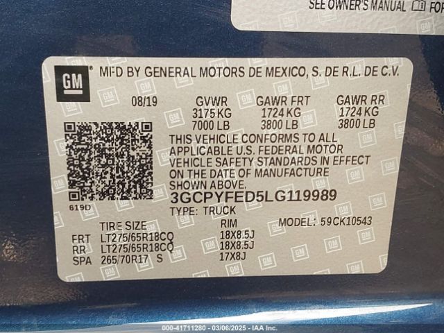 3GCPYFED5LG119989 Chevrolet Silverado 1500