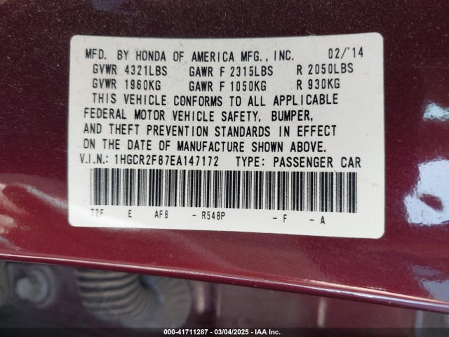 Honda Accord Ex-l 2014 1HGCR2F87EA147172 Image 9