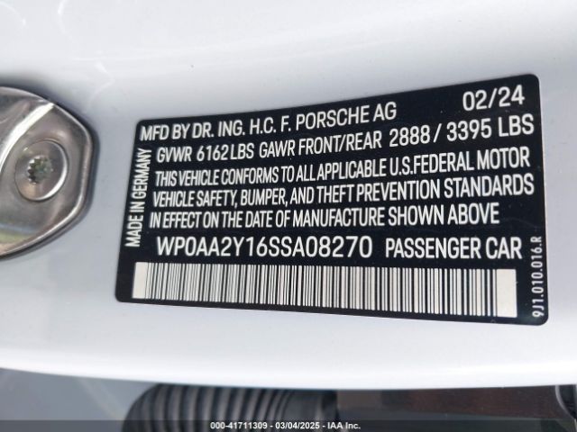 2025 PORSCHE TAYCAN WP0AA2Y16SSA08270 Photo 8