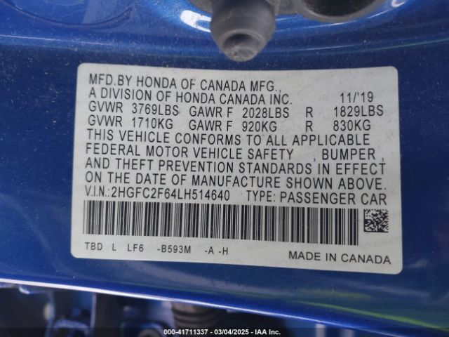 2HGFC2F64LH514640 Honda Civic Lx
