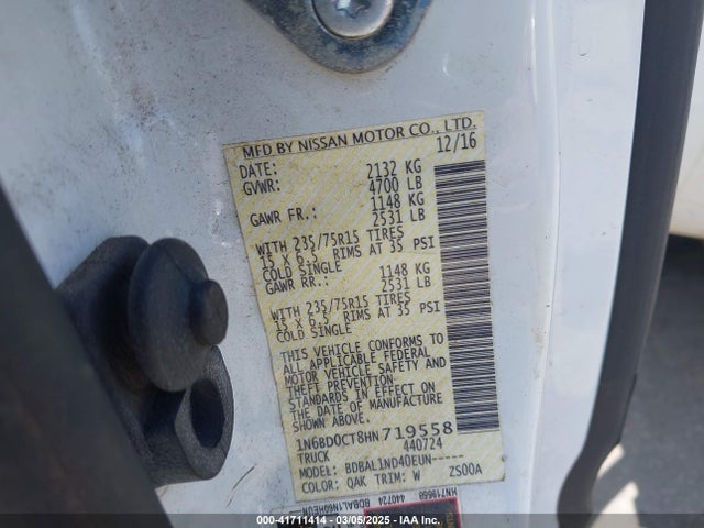 1N6BD0CT8HN719558 Nissan FRONTIER S